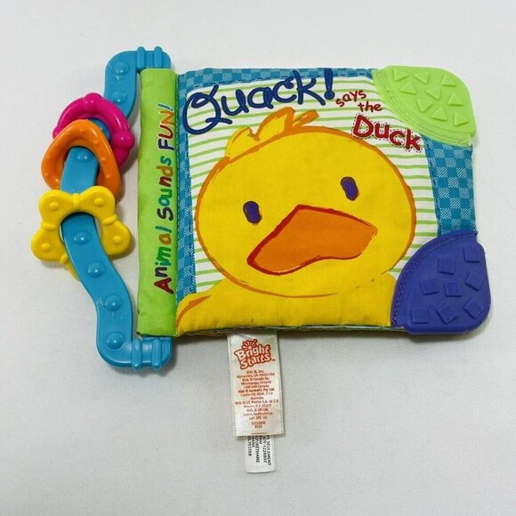 Bright Starts Animal Sounds Fun Baby Cloth Book Teethe Read Toy Infant Kid Play - Picture 1 of 12